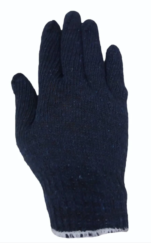 Navy Blue Cotton Knitted Safety Gloves